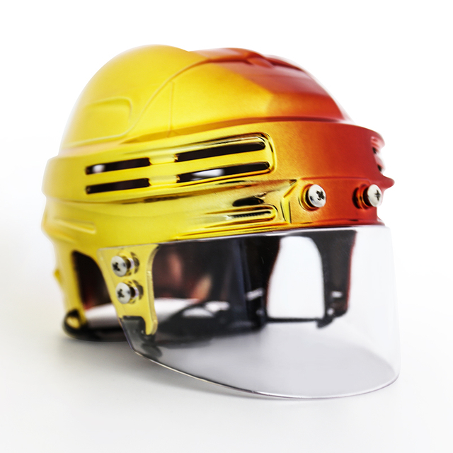 Collezione Replica mini casco da hockey su ghiaccio cromato con visiera