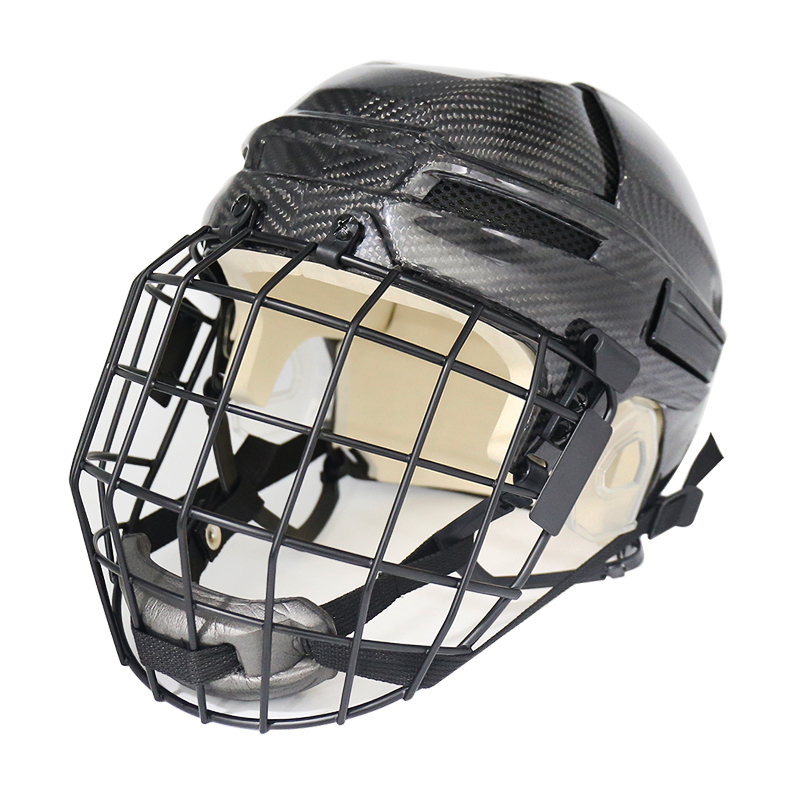 Casco originale da hockey su ghiaccio in fibra di carbonio con gabbia