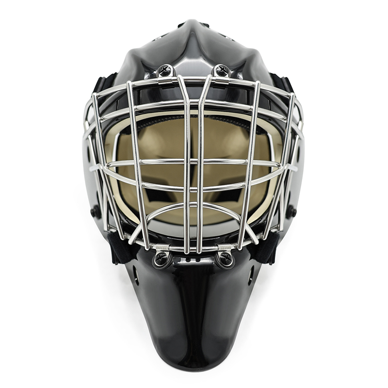 Casco portiere di hockey di hockey di ghiaccio in acciaio bianco
