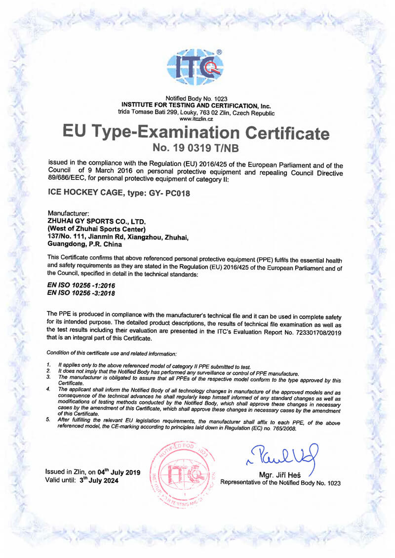 Certificato CE GY-PC018