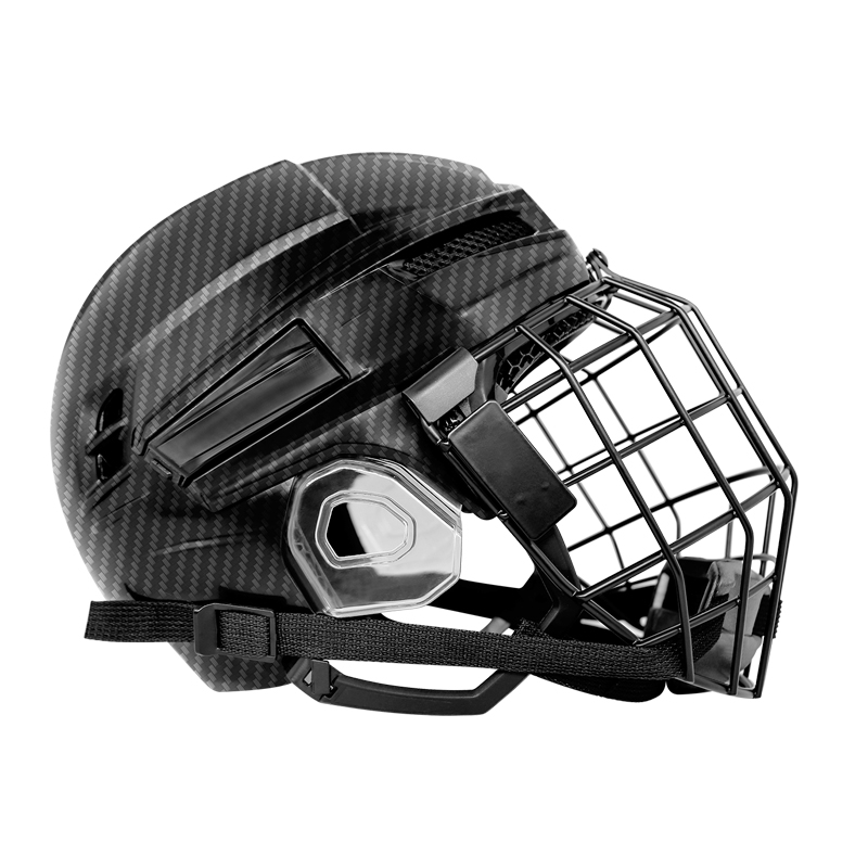 Casco da hockey su ghiaccio con fodera stampata in 3D originale in fibra di carbonio personalizzato