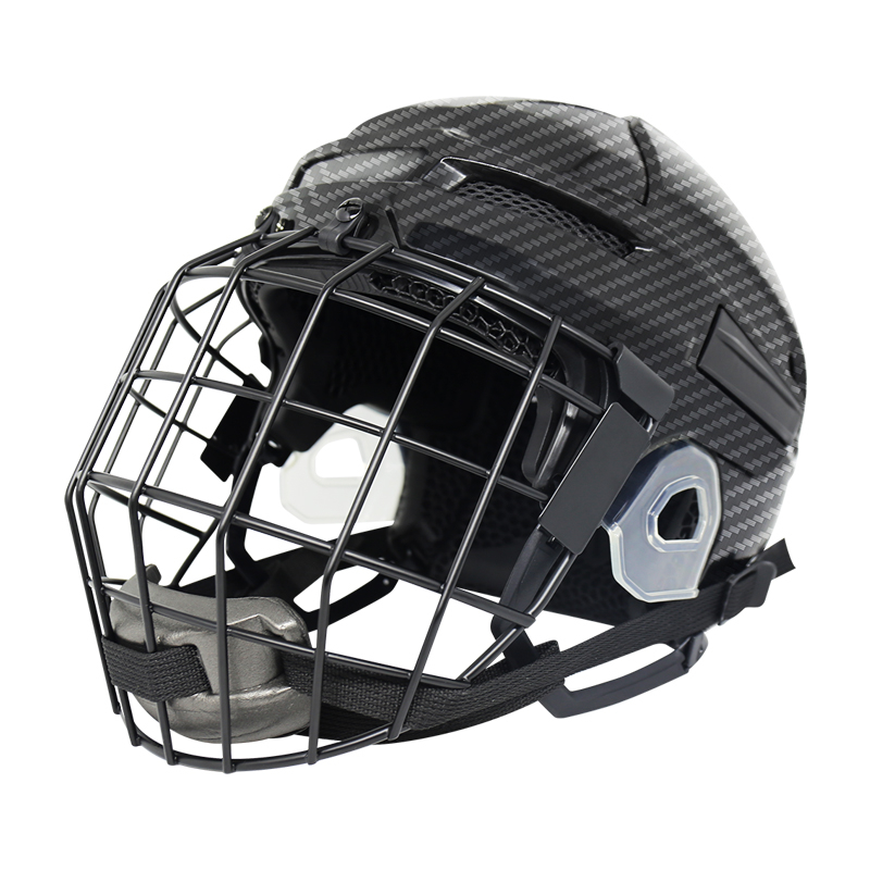 Casco da hockey su ghiaccio con fodera stampata in 3D originale in fibra di carbonio personalizzato