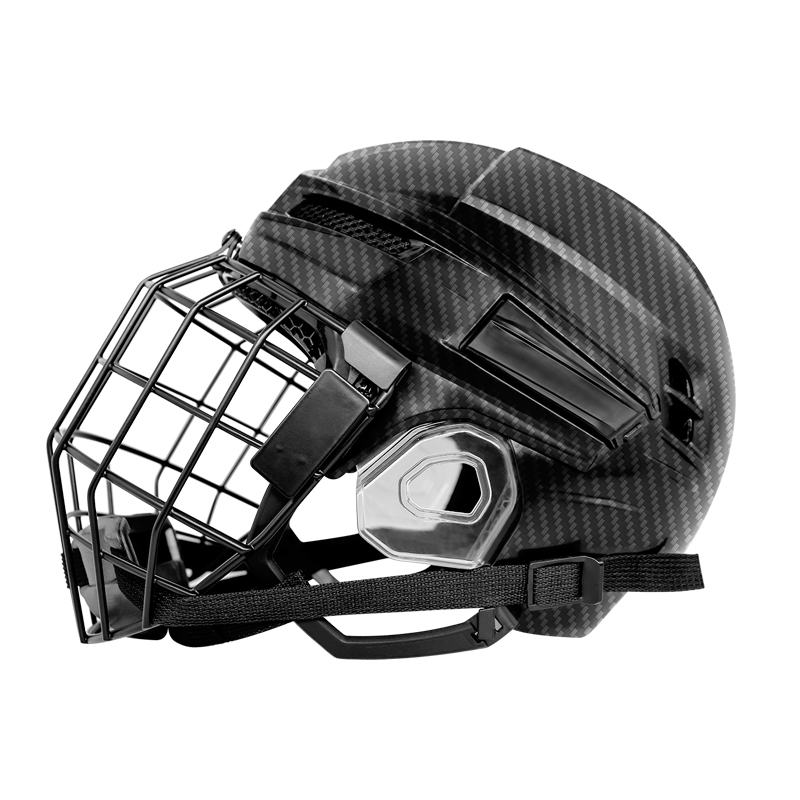 Casco da hockey su ghiaccio con fodera stampata in 3D originale in fibra di carbonio personalizzato