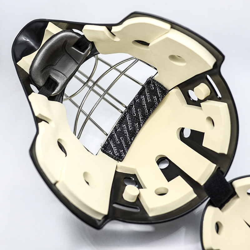 Casco portiere di hockey di hockey di ghiaccio in acciaio bianco